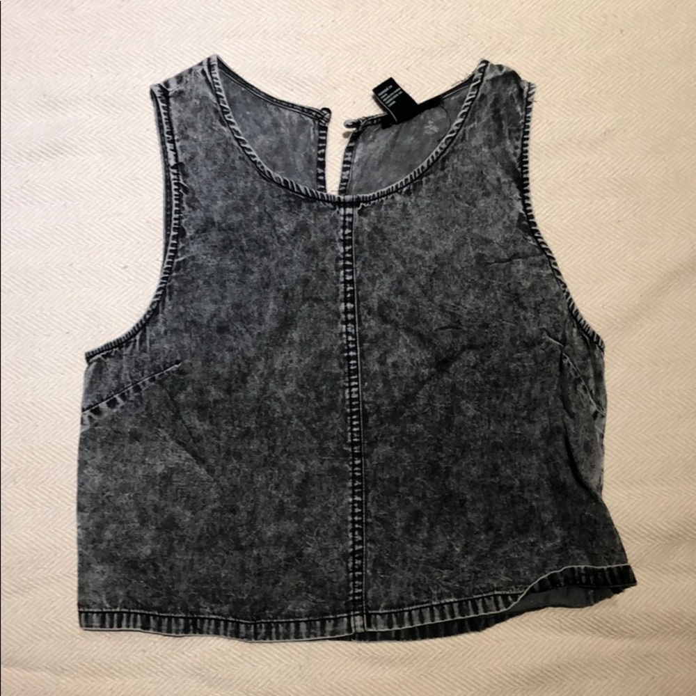 Gray Rustic Denim Crop Top